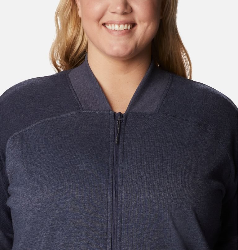 Women's Columbia Lodge French Terry Full Zip Jackets Navy | Plus Size CA-G35C0